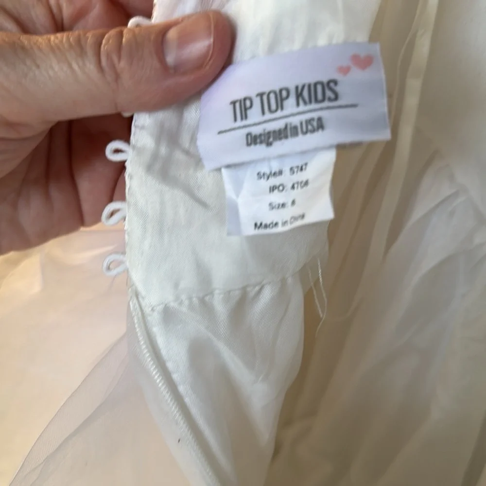 Tip top kids white formal dress with beating embellishments size 6